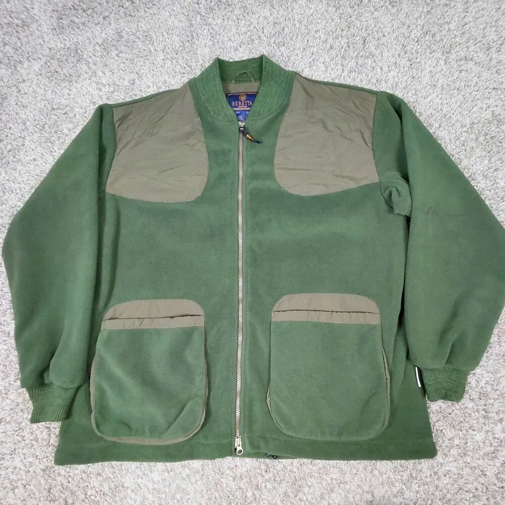 Beretta Fleece Shooting Jacket Mens 2XL XXL Green Full Zip Up Warm Hunting